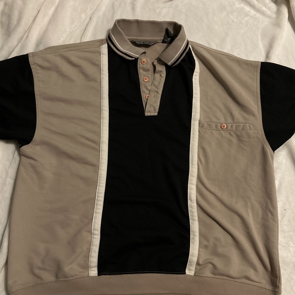 vintage bowling style pull on shirt